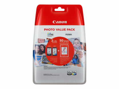 Canon PG 545 XL/CL-546XL Photo Value Pack Sort Farve (cyan, magenta, gul) 100 x 150 mm 50ark