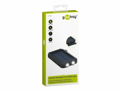 goobay Outdoor PowerBank 8.0 Solarstrømbank 8000mAh Sort - Image 6