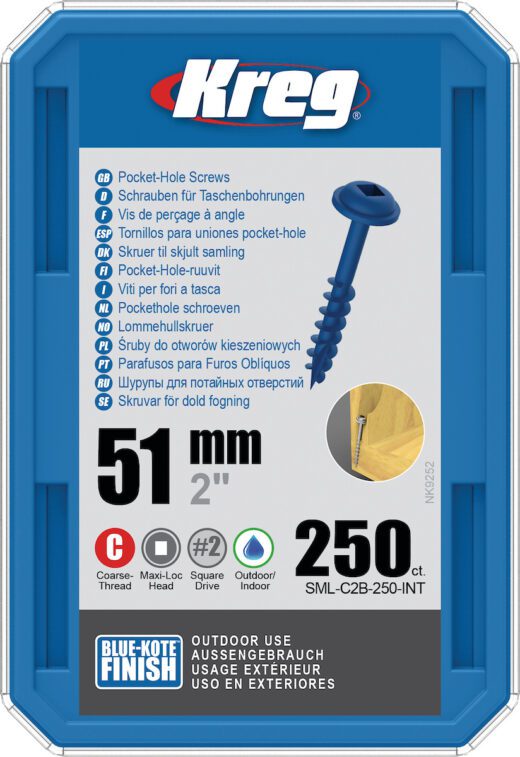 KREG® Blue-Kote™ Pocket-Hole Screws - 51mm/2.00", #8 Coarse-Thread, Maxi-Loc™