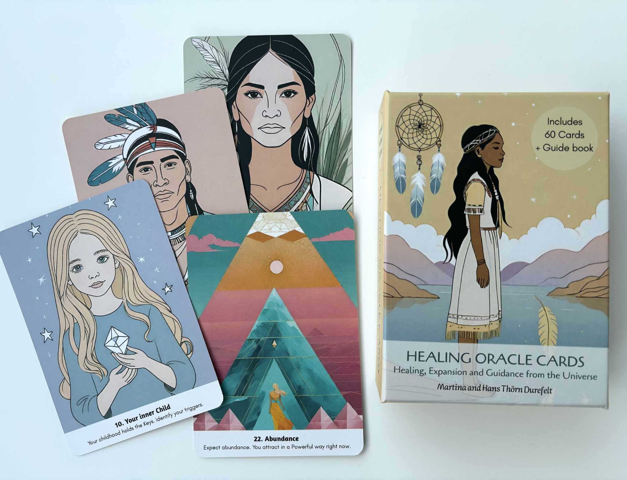 Healing Oracle Cards spread of cards with box