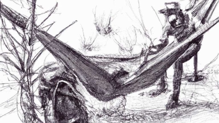 Backpack hammock camping sketch