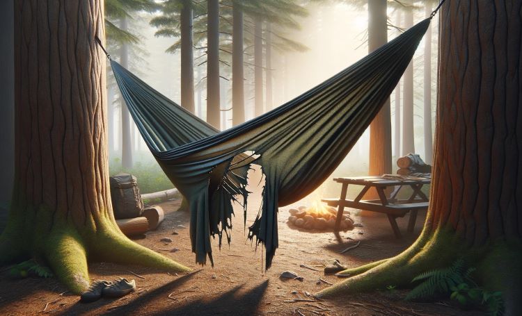 camping hammock ripped hole in fabric