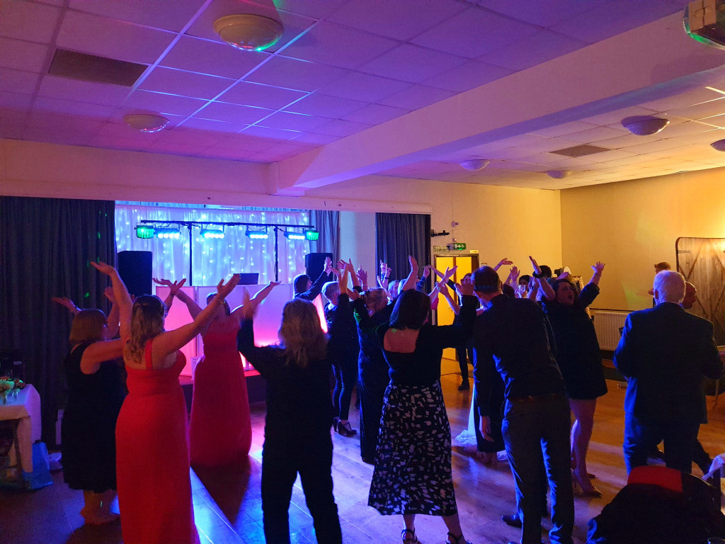 Wedding, Village Hall, Starlit Backdrop, YMCA, Dance