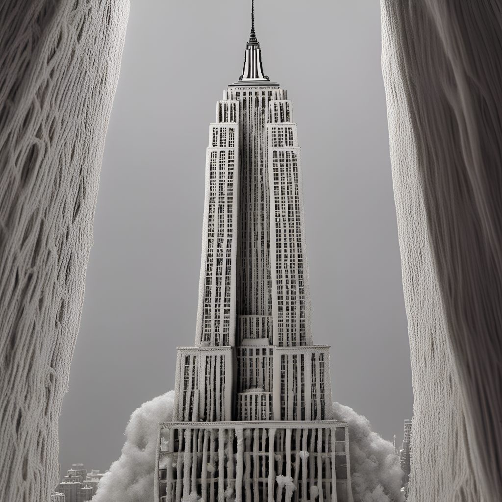 Empire state building made out of yarn