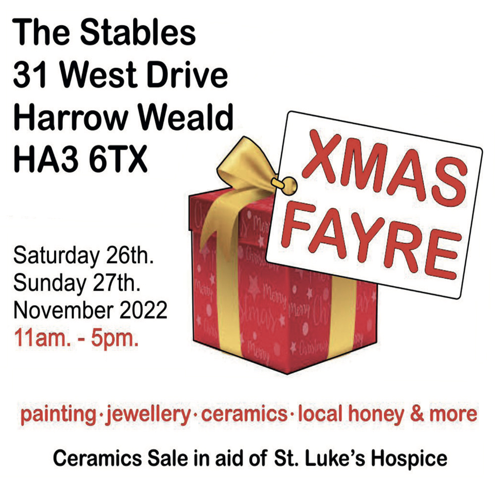 The Stables Christmas Fayre - painting, jewellery, ceramics, honey