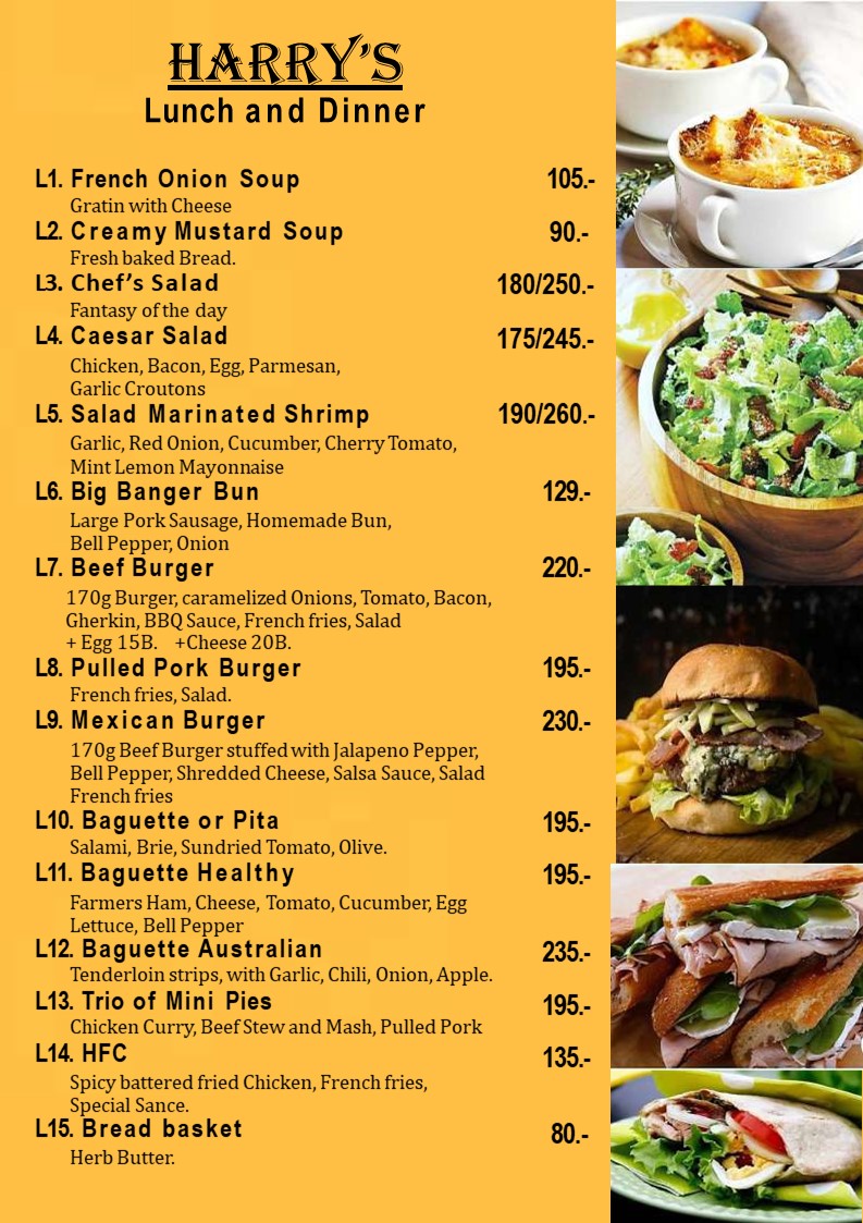 European Menu Harry's