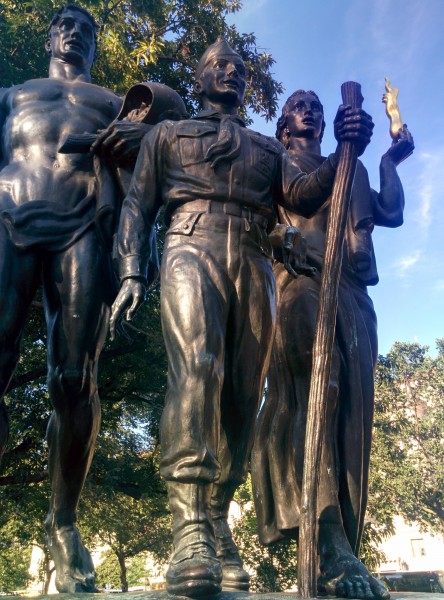 Closeup of monument between the Washington Monument and the White House dedicated to the Boy Scout's 50th anniversary, in 1960.