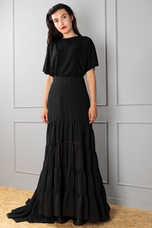 high-fashion chiffon broomstick skirt