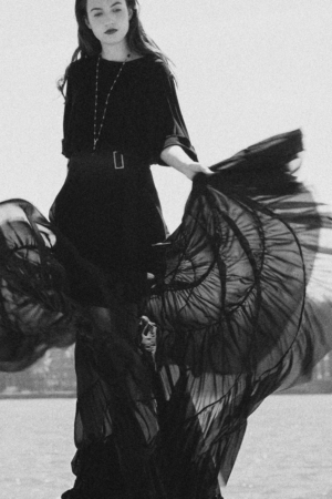 high-fashion chiffon broomstick skirt