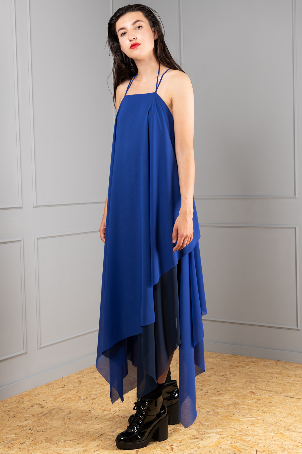 A-line layered chiffon dress for women | Haruco-vert