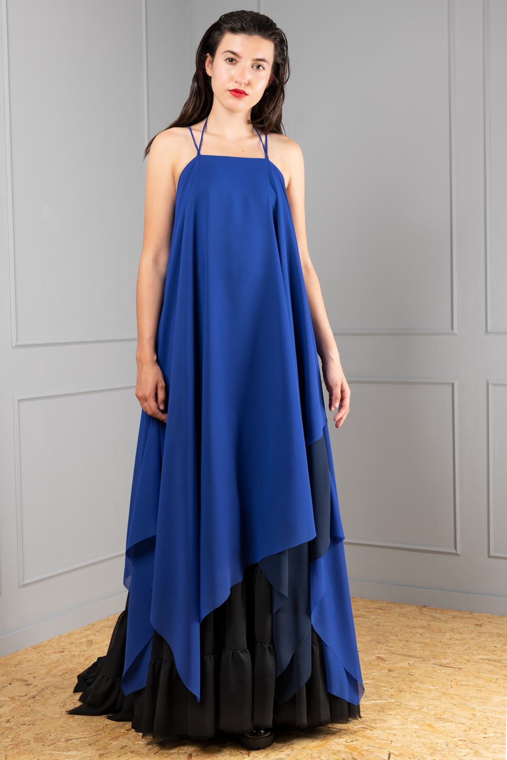 A-line layered chiffon dress for women | Haruco-vert