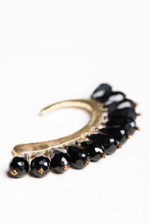 black beads golden ear cuff