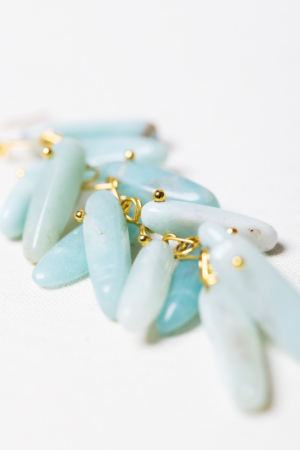 Aquamarine beads golden earring