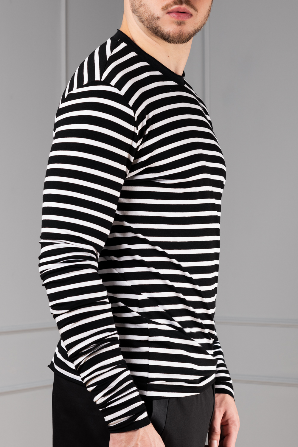 Striped long sleeve for men with extra long sleeves | Haruco-vert