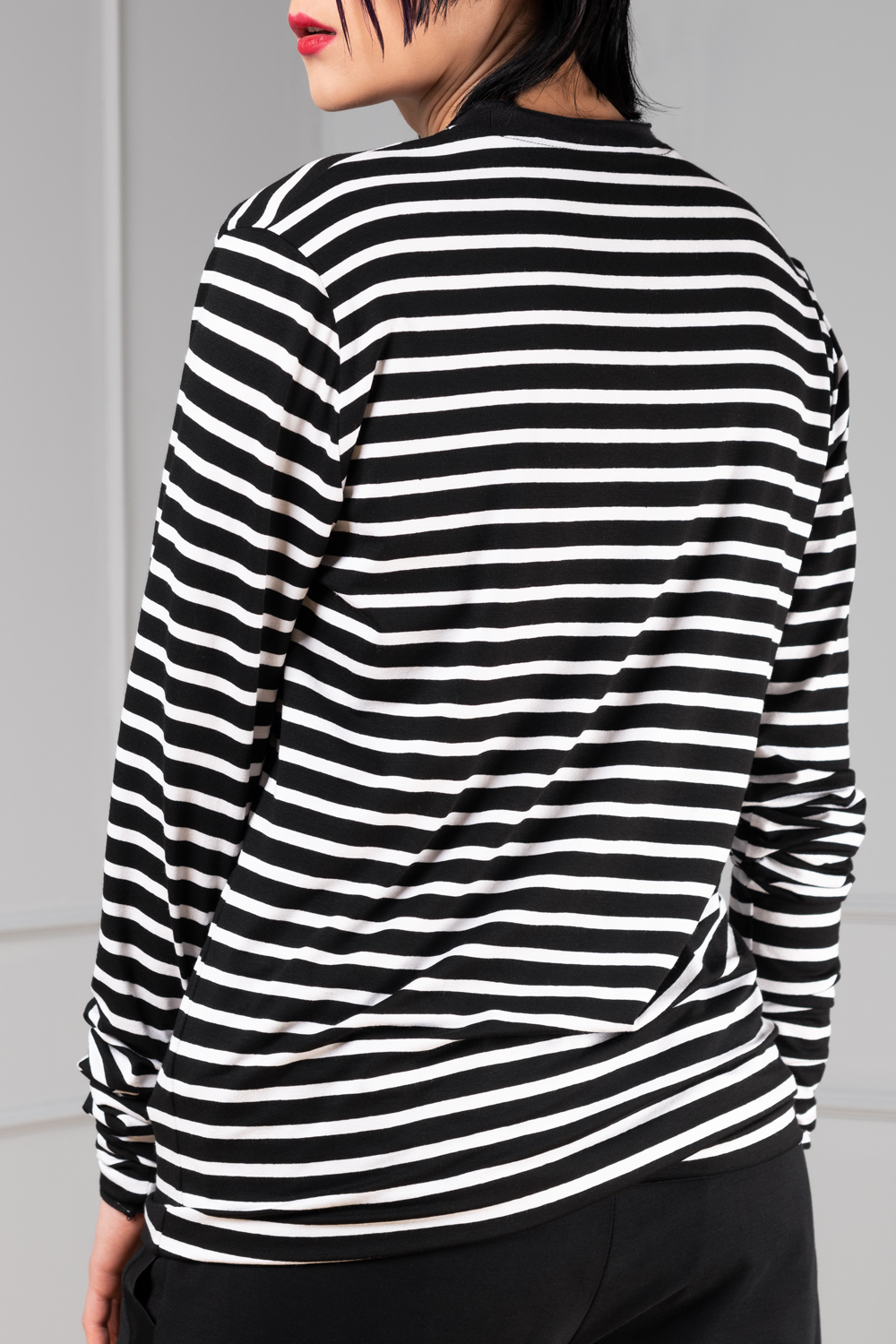 Striped long sleeve for women with extra long sleeves | Haruco-vert