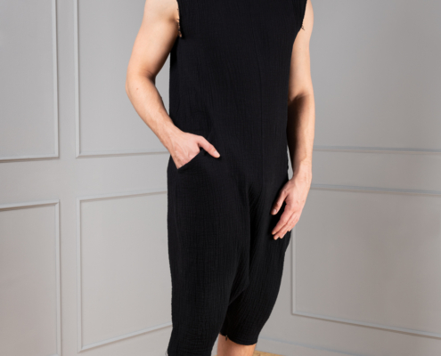 black cotton jumpsuit for men