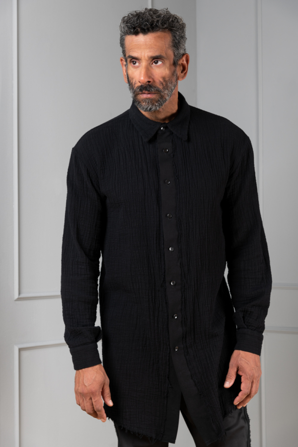 black button-down shirt for men