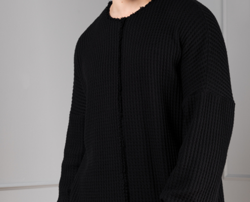 black-knitted oversized pullover for men