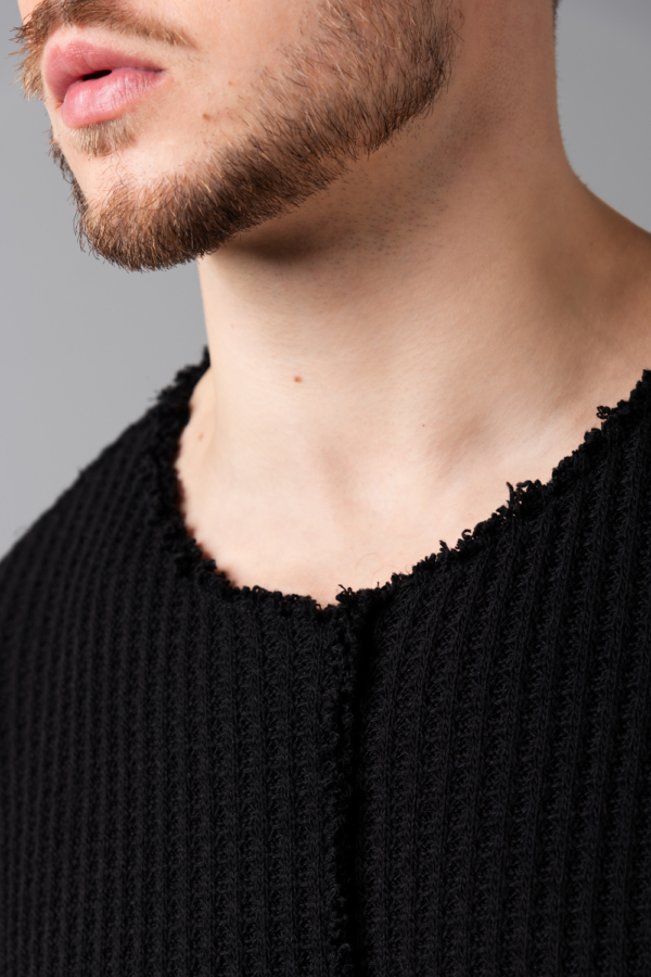 Black-knit oversized pullover for men | Haruco-vert