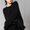 black-knitted oversized pullover for women