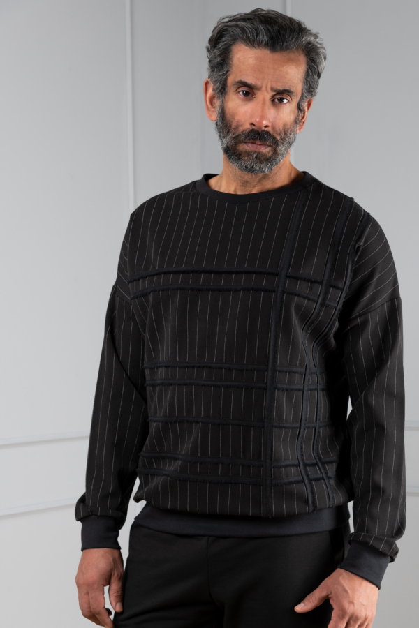 black pinstripe mens sweater 