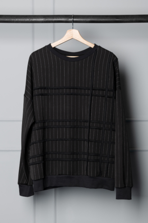black pinstripe women's sweater
