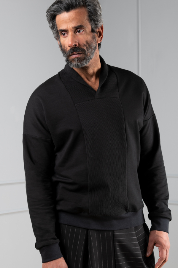 black men's sweater with v-neck