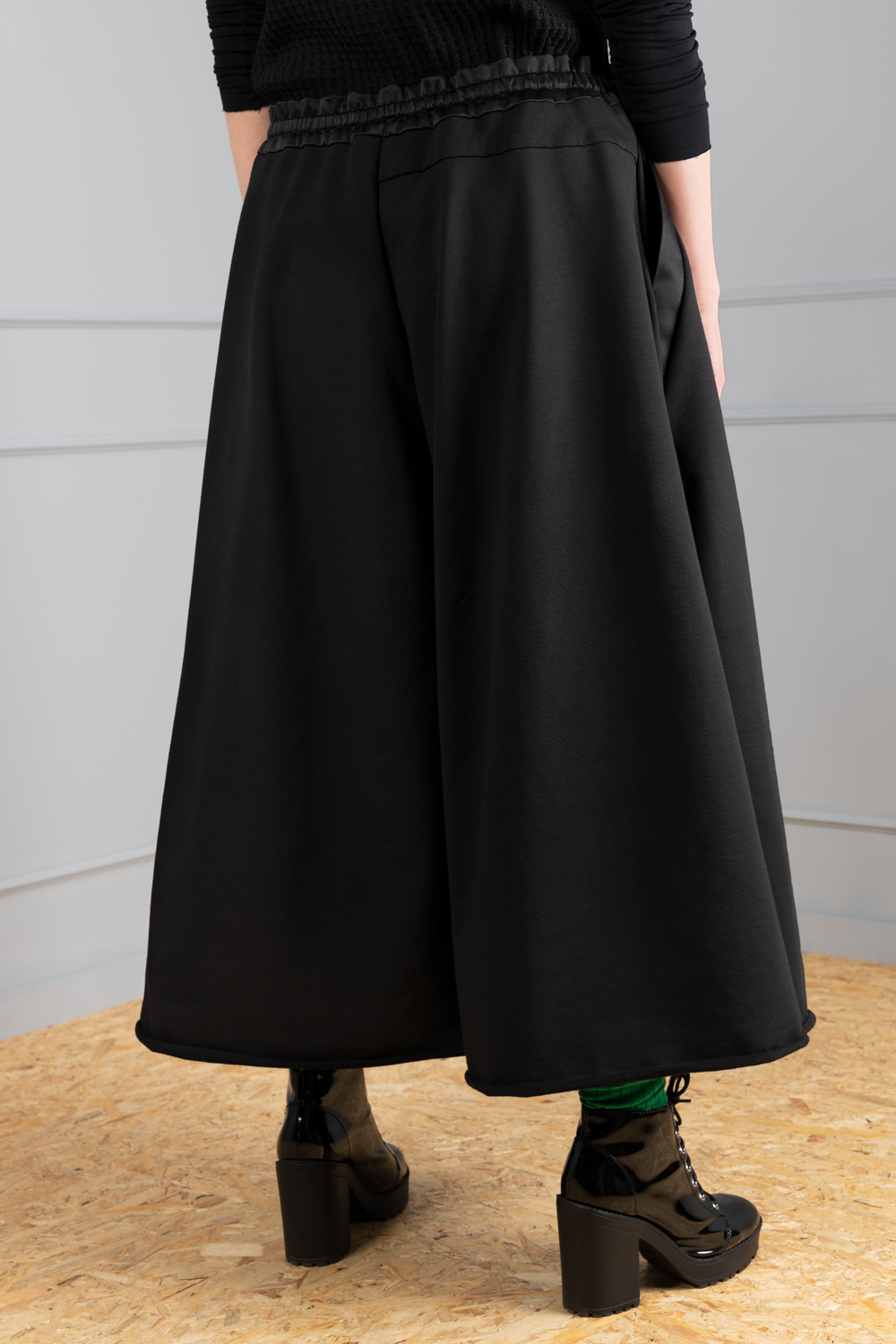 Black unisex skirt trousers for an eccentric look