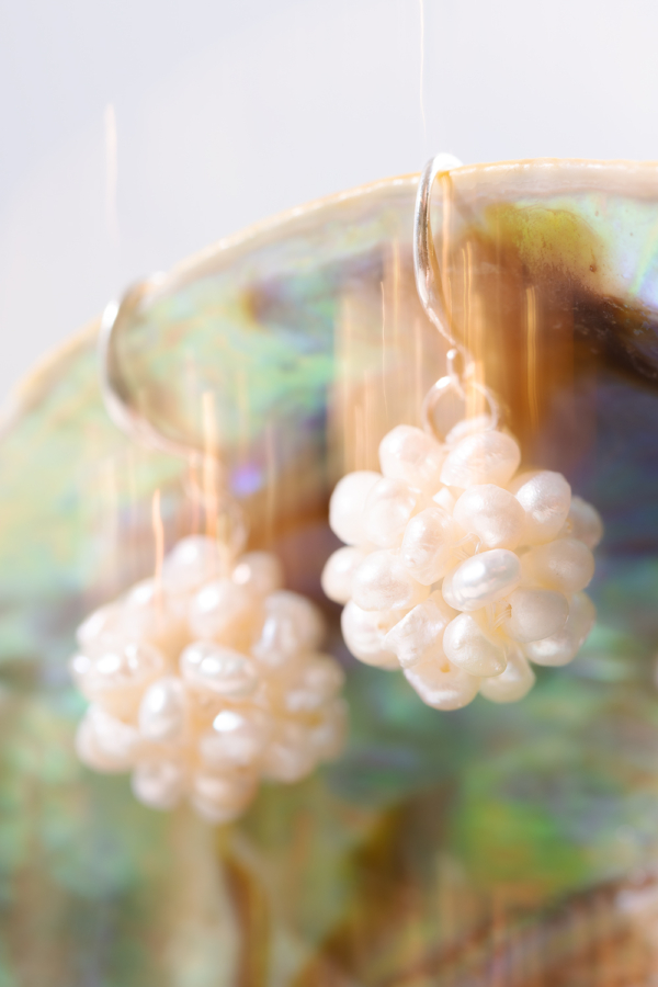 freshwater-pearl cluster earrings