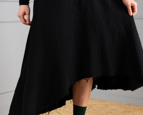 asymmetrical black cotton skirt