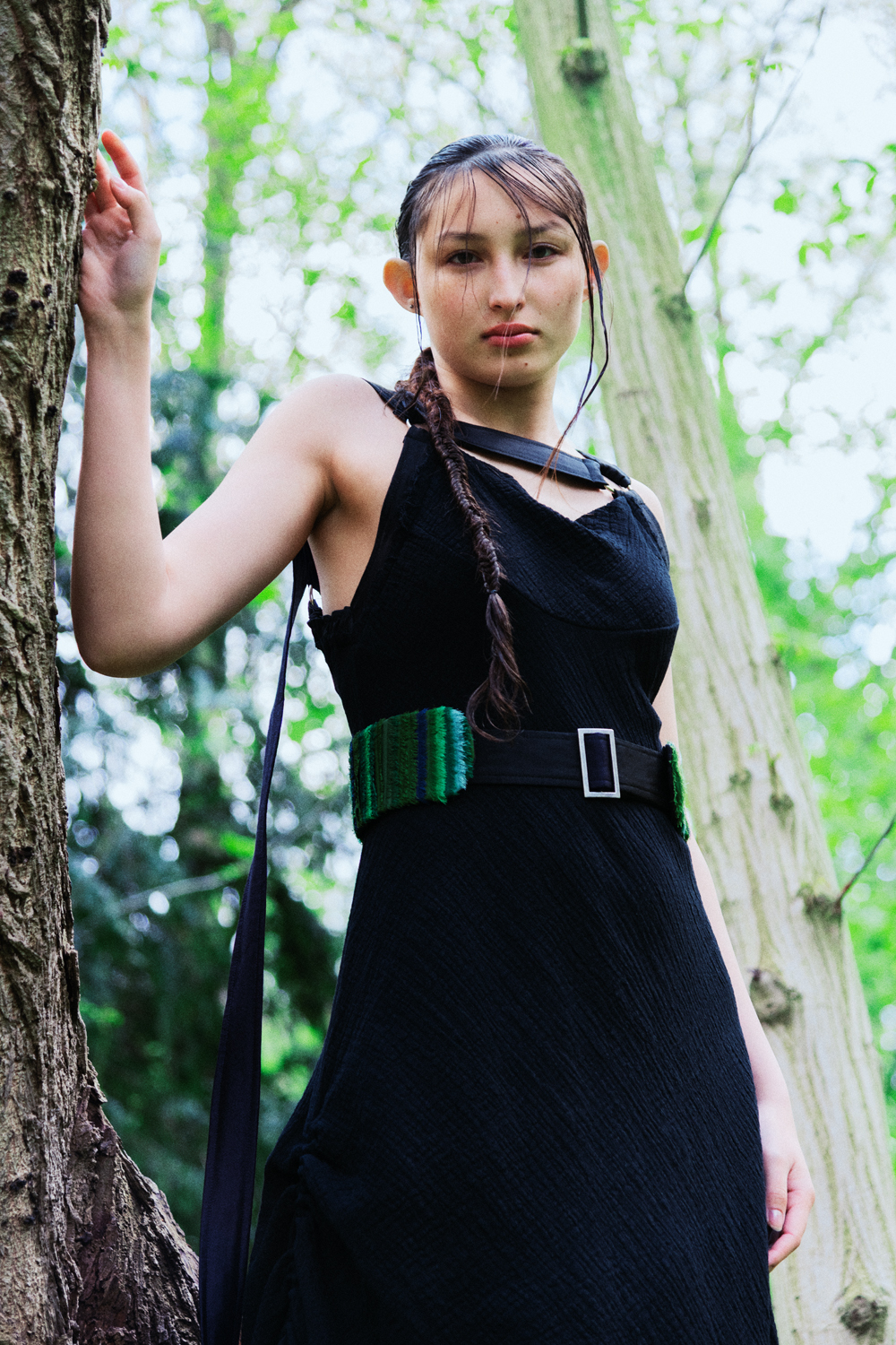 Black cotton harness dress for women | Haruco-vert
