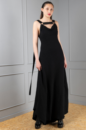 black cotton harness dress