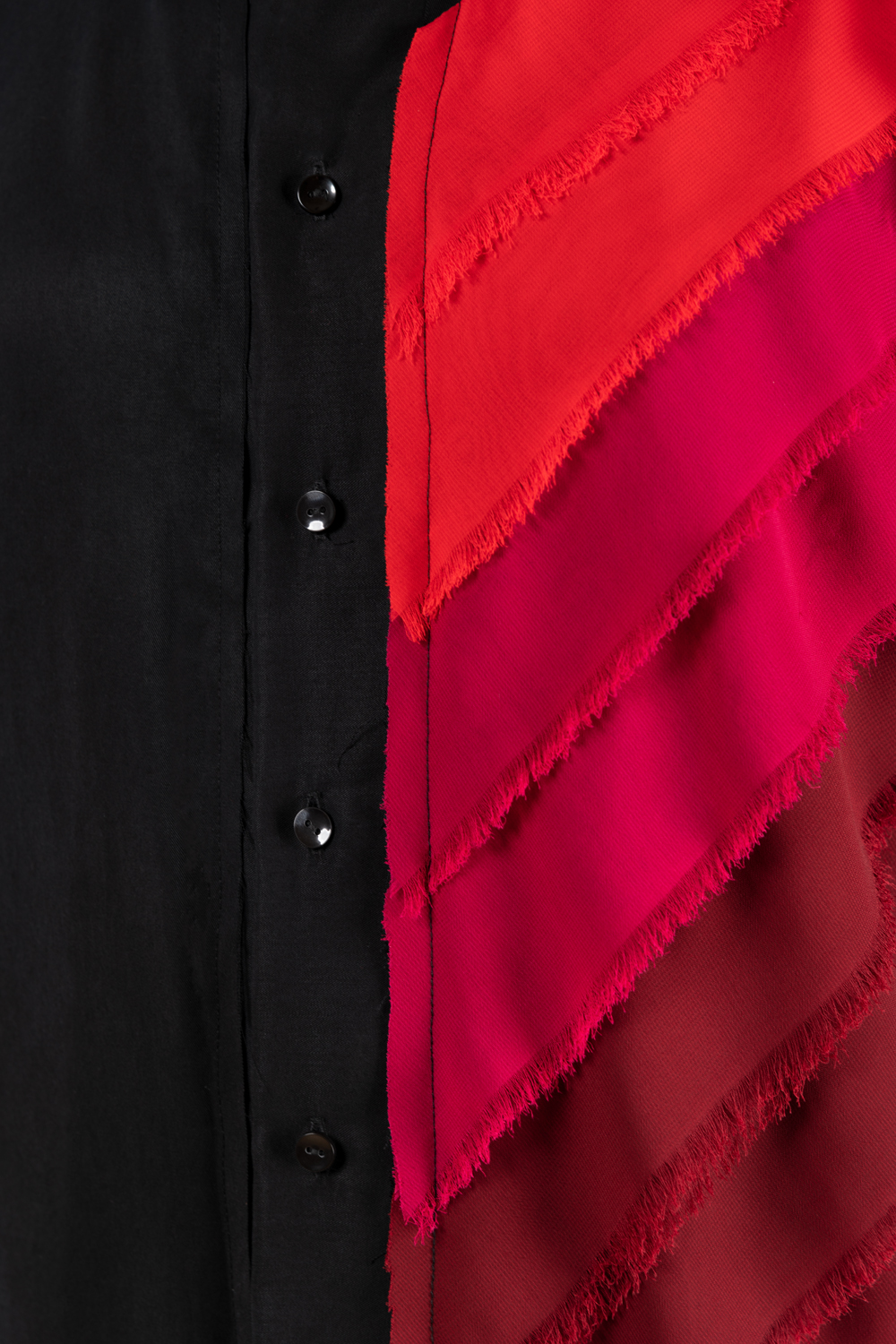 black Tencel women's shirt with red chiffon strips | Haruco-vert