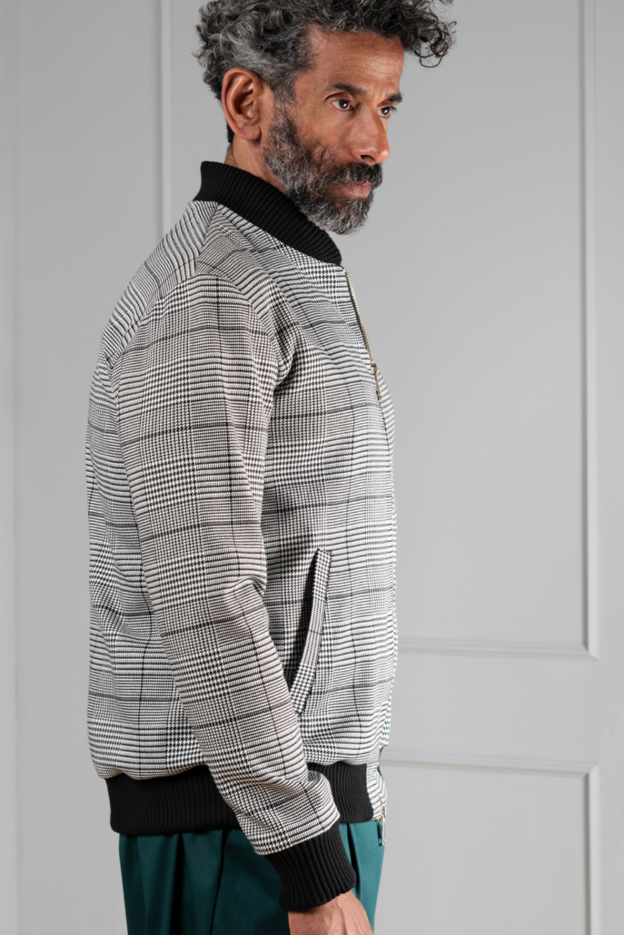 houndstooth unisex bomber jacket in 