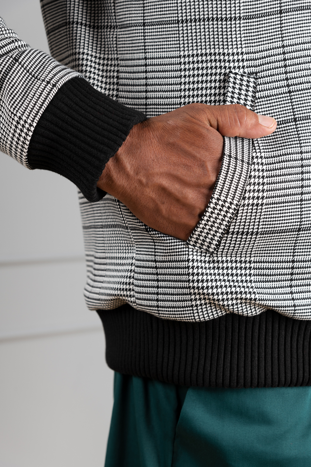 Mens black and white dogtooth check jacket discount