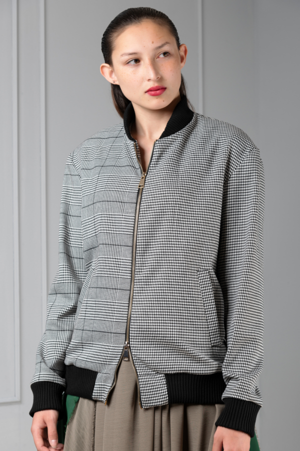 houndstooth women's bomber jacket