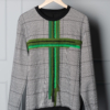 green cross houndstooth sweater