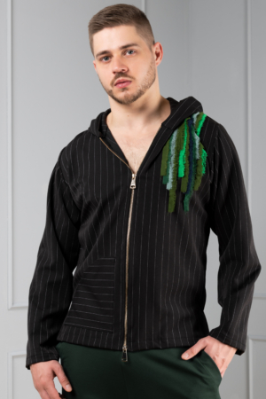 black pinstripe men's hoodie