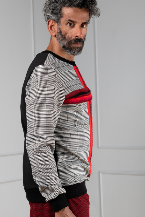red-cross houndstooth men's sweater | Haruco-vert