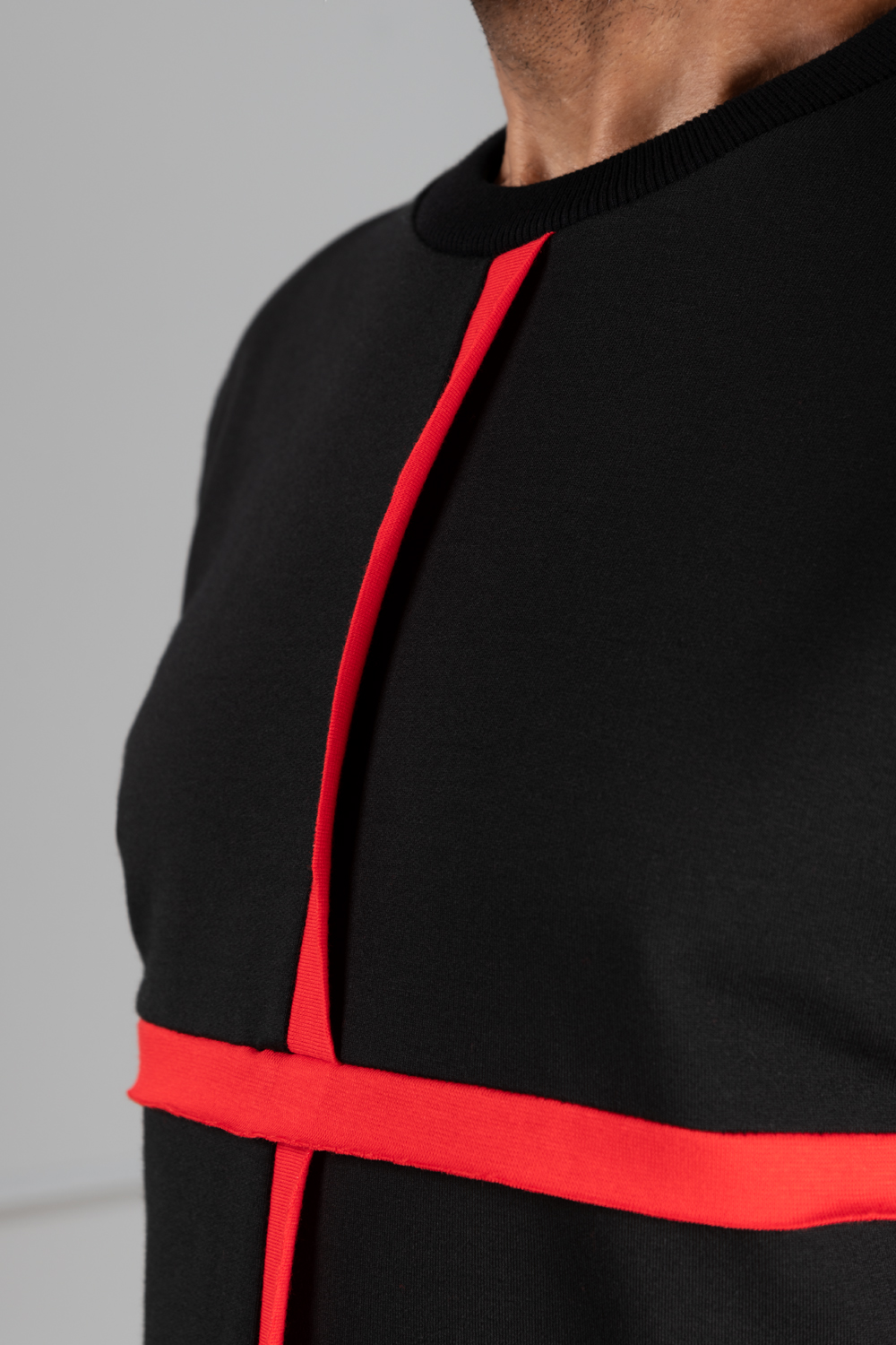 long black red-cross men's sweater | Haruco-vert