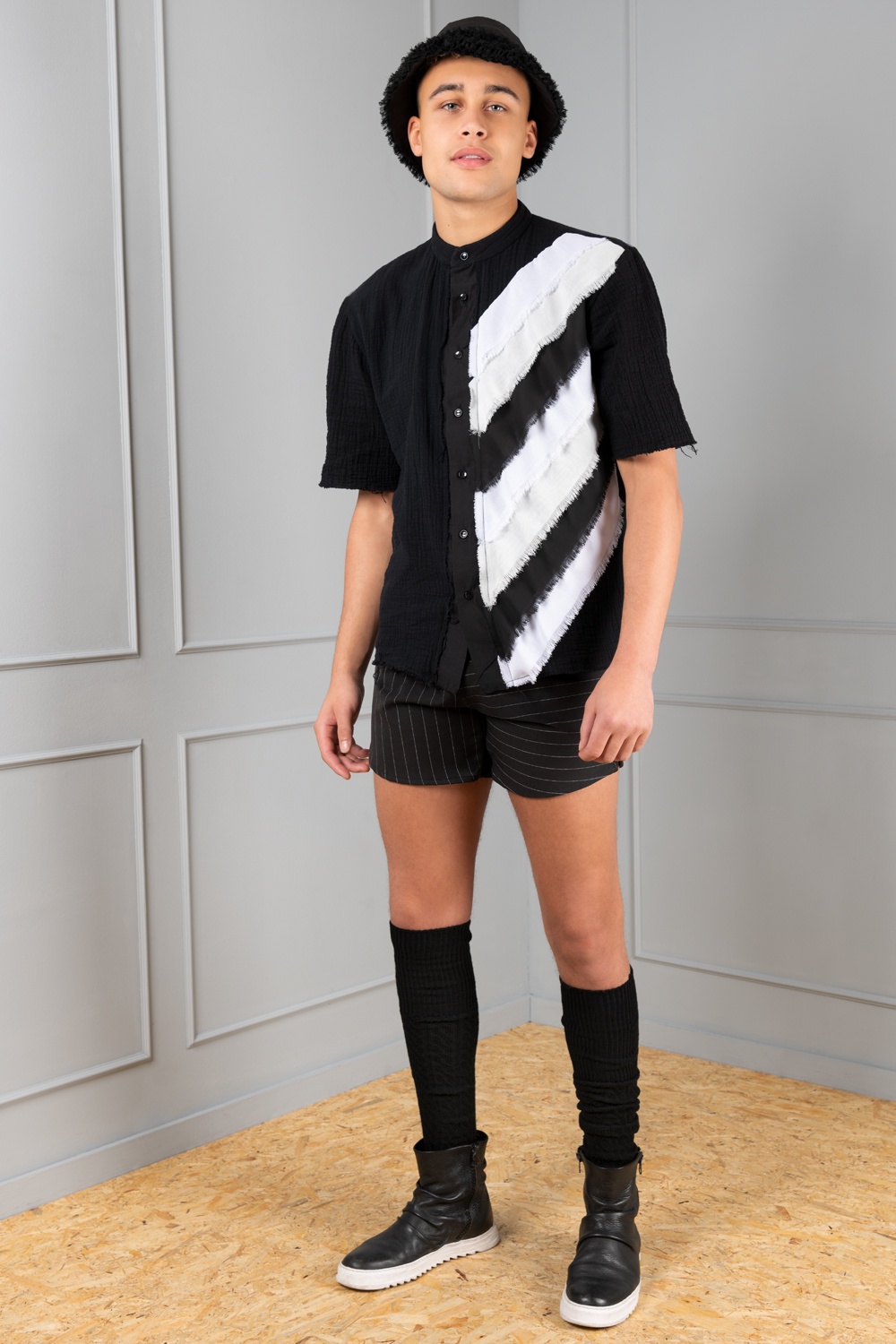 Mens black pinstripe shorts clearance