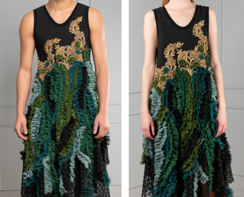 black-and-green unisex dress