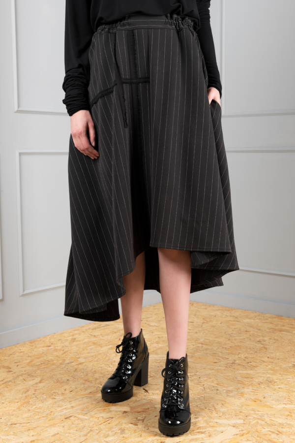 Skuld black asymmetrical pinstripe skirt - Image 12