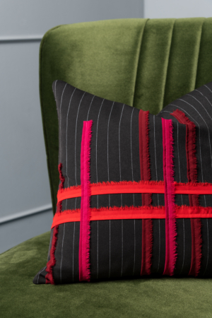 pinstripe cushion cover with colored-details