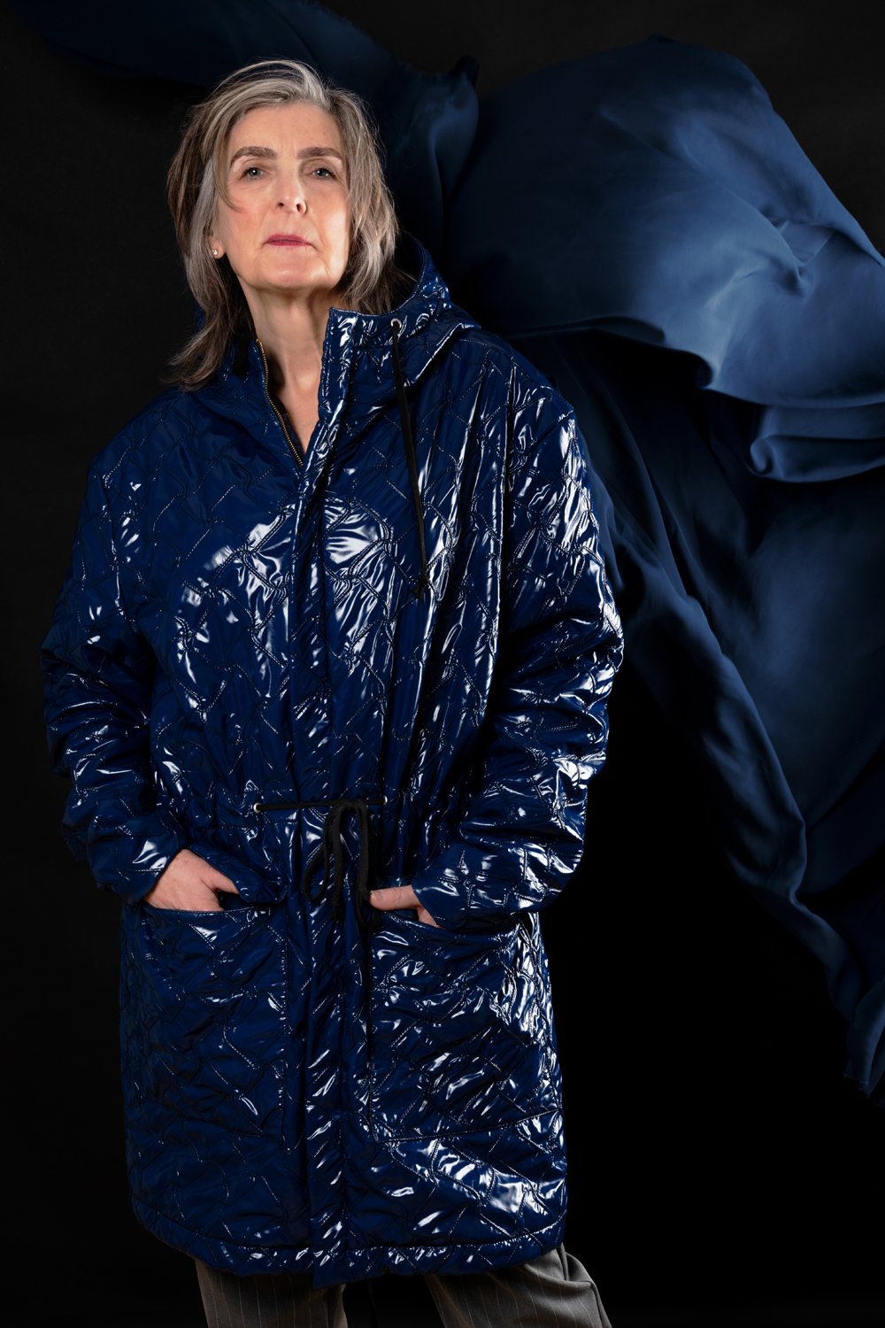 dark blue unisex fishtail parka coat | Haruco-vert