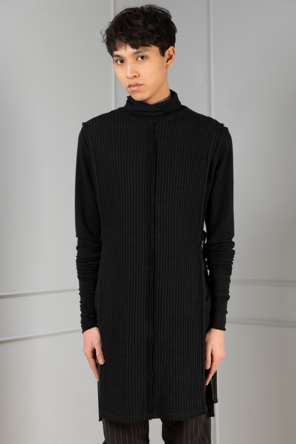 black open-sides sleeveless men's sweater