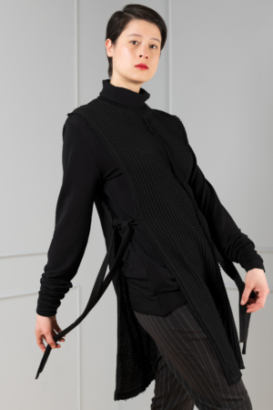 black open-sides sleeveless women's sweater