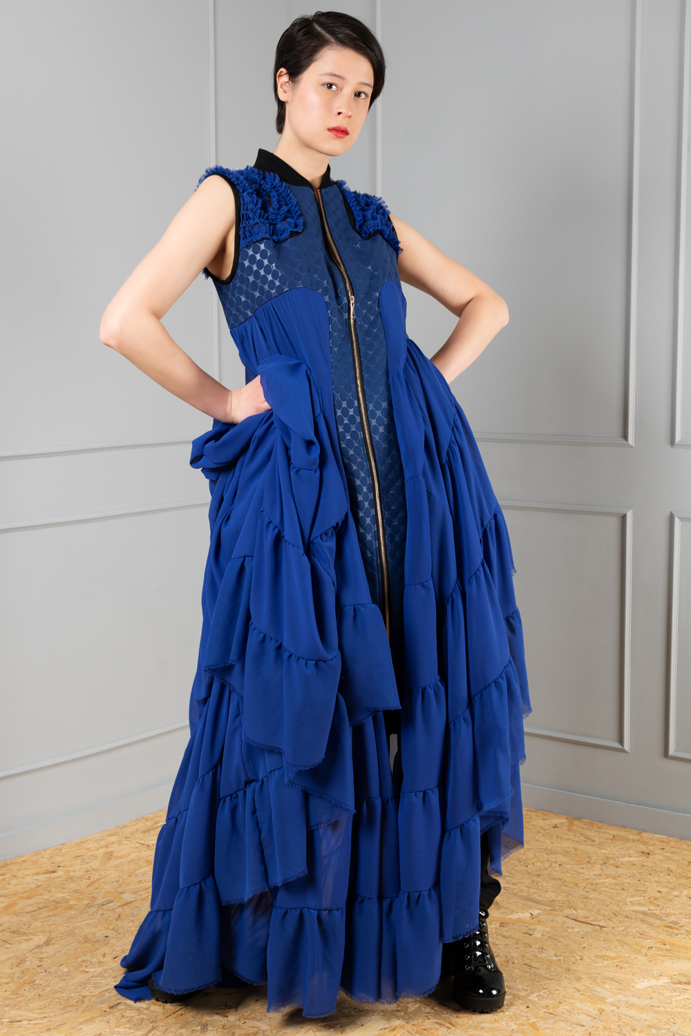 Cobalt blue zipper dress for women | Haruco-vert