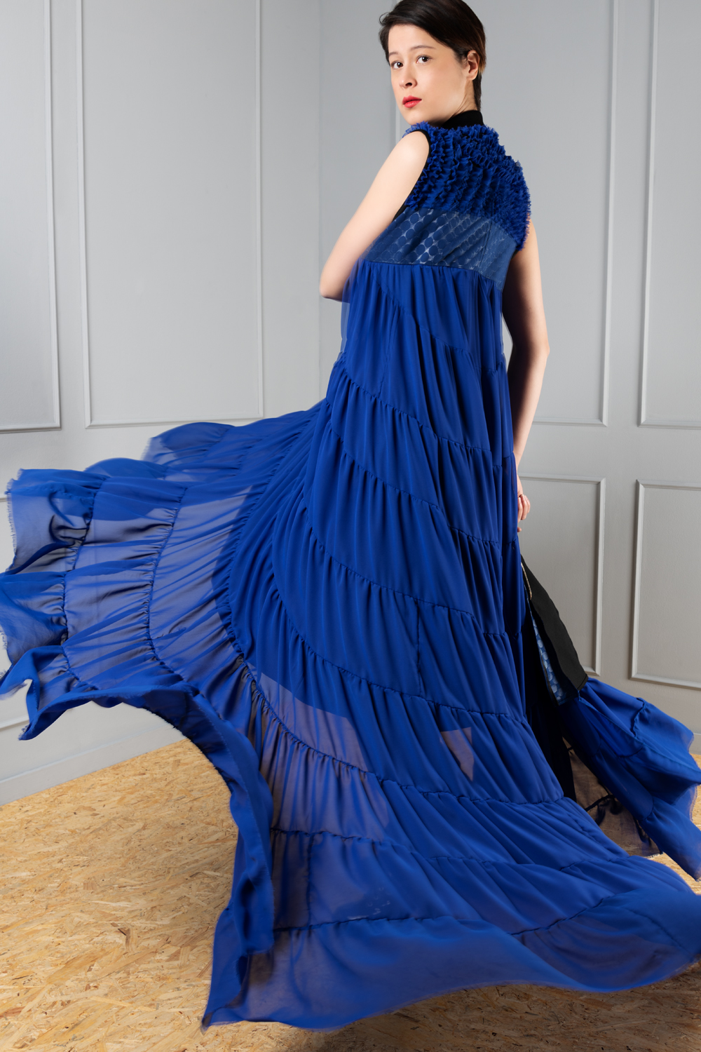 Cobalt Blue Chiffon Dress