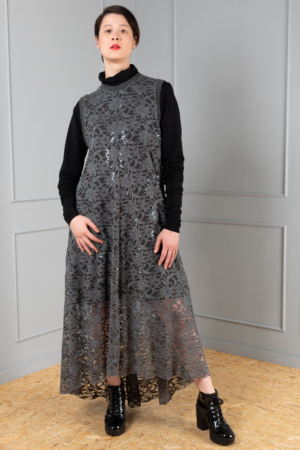grey sequin lace women's dress